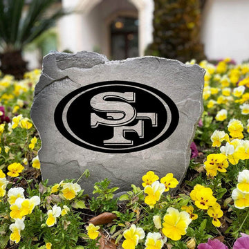 Officially licensed San Francisco 49ers Logo Stone handcrafted in the USA with detailed team engraving and weather-resistant durability. This decorative garden stone enhances outdoor spaces with lasting beauty and NFL team spirit.
