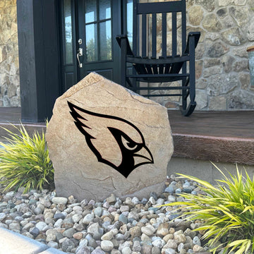Decorative Arizona Cardinals landscape stone showcasing the official team logo engraved directly into weather-resistant stone. A striking addition to patios, gardens, fan caves, outdoor kitchens, and walkways.