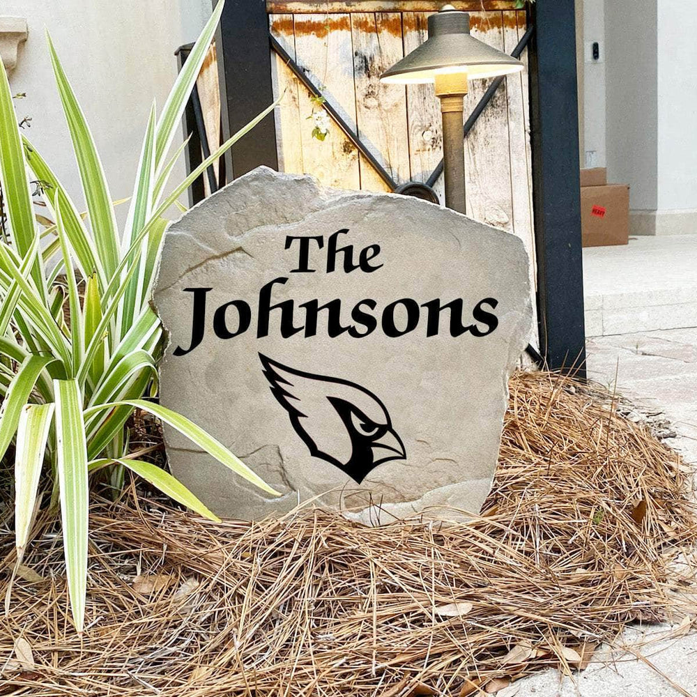 Handcrafted Arizona Cardinals Name Stone proudly made in the USA with precision engraving and officially licensed NFL artwork. Available in Sandstone and Greystone finishes for lasting outdoor beauty.