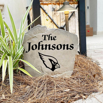 Handcrafted Arizona Cardinals Name Stone proudly made in the USA with precision engraving and officially licensed NFL artwork. Available in Sandstone and Greystone finishes for lasting outdoor beauty.