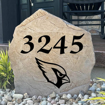 Officially licensed Arizona Cardinals Address Stone personalized with your house numbers and engraved directly into durable stone. This custom address marker showcases Cardinals pride while adding lasting curb appeal to your home.