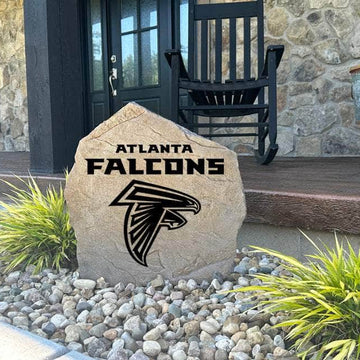 Decorative Atlanta Falcons landscape stone showcasing the official team logo engraved directly into weather-resistant stone. A striking addition to patios, gardens, fan caves, outdoor kitchens, and walkways.