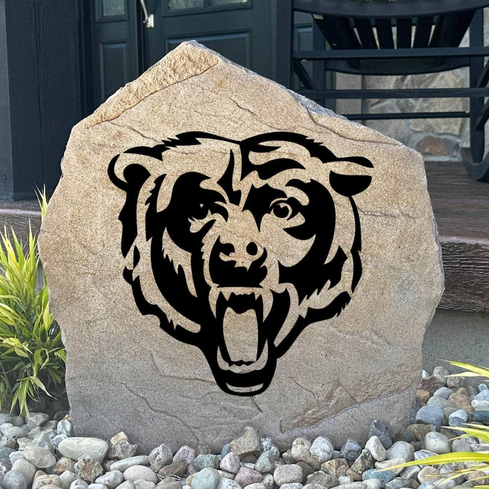 Officially licensed Chicago Bears Logo Stone featuring the iconic Bears logo permanently engraved into premium stone. This decorative outdoor accent is perfect for gardens, patios, walkways, and front landscapes.