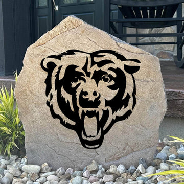 Officially licensed Chicago Bears Logo Stone featuring the iconic Bears logo permanently engraved into premium stone. This decorative outdoor accent is perfect for gardens, patios, walkways, and front landscapes.