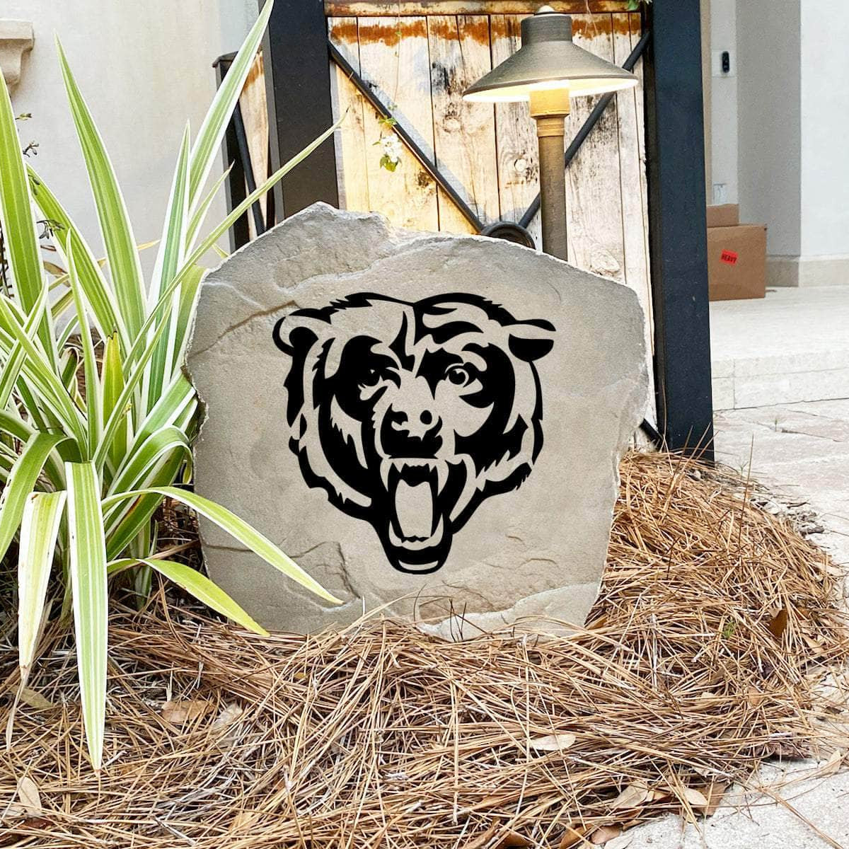 Made in the USA, this Chicago Bears Logo Stone is precision engraved for lasting detail and outdoor durability. Available in Sandstone and Greystone finishes to match any landscape design.