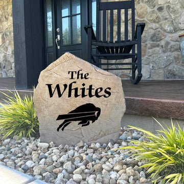 Decorative Buffalo Bills family name stone designed to celebrate your favorite football team while enhancing your home's curb appeal. Built for lasting performance in any outdoor setting.