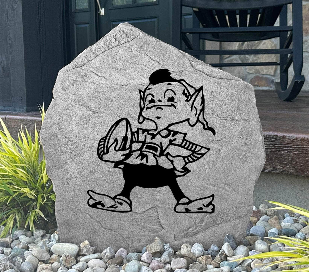 Decorative Cleveland Browns garden stone featuring the official team logo permanently engraved into durable stone. Perfect for displaying Browns pride in flower beds, entryways, outdoor living spaces, or fan-inspired landscapes.