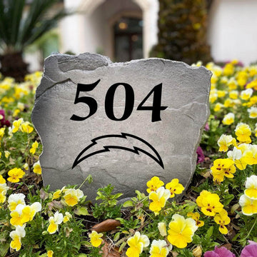 Officially licensed Los Angeles Chargers Address Stone handcrafted in the USA with custom house numbers and durable engraved artwork. This weather-resistant address stone provides lasting beauty and curb appeal for football fans and outdoor spaces.