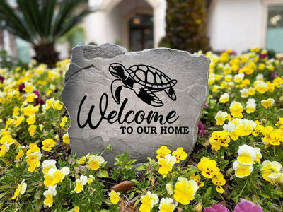 Durable outdoor Welcome sign with a sea turtle graphic for your home entrance.