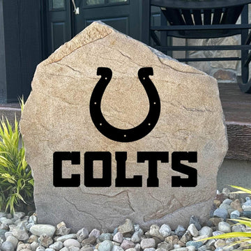 Officially licensed Indianapolis Colts Logo Stone featuring the iconic Indianapolis Colts logo engraved directly into the stone surface. This decorative garden stone adds NFL team spirit and curb appeal to front yards, patios, gardens, and entryways.