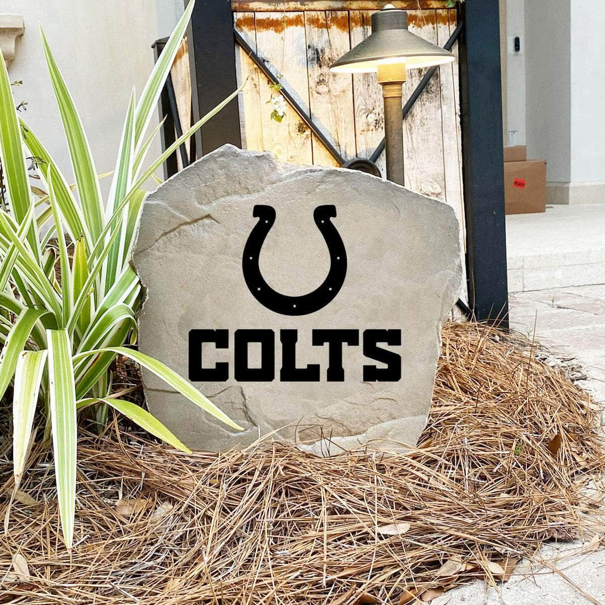 Engraved Indianapolis Colts Logo Stone featuring the official Colts emblem, bringing football pride and timeless style to walkways, landscape beds, patios, and outdoor gathering areas.