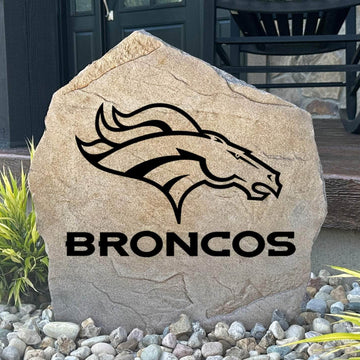 Officially licensed Denver Broncos Logo Stone featuring the iconic Denver Broncos logo engraved directly into the stone surface. This decorative garden stone adds NFL team spirit and curb appeal to front yards, patios, gardens, and entryways.