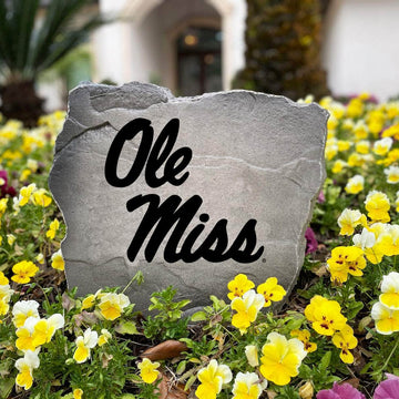 Premium Ole Miss landscape stone featuring authentic university artwork permanently engraved into weather-resistant stone. Designed to add collegiate character and lasting beauty to front yards, patios, garden borders, and outdoor gathering areas.