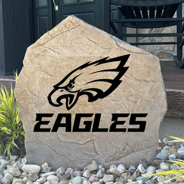 Officially licensed Philadelphia Eagles Logo Stone featuring the iconic Philadelphia Eagles logo engraved directly into the stone surface. This decorative garden stone adds NFL team spirit and curb appeal to front yards, patios, gardens, and entryways.