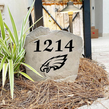 Engraved Philadelphia Eagles Address Stone with custom house numbers and the official Philadelphia Eagles logo, bringing football spirit and timeless style to front yard landscapes, walkways, and home entrances.