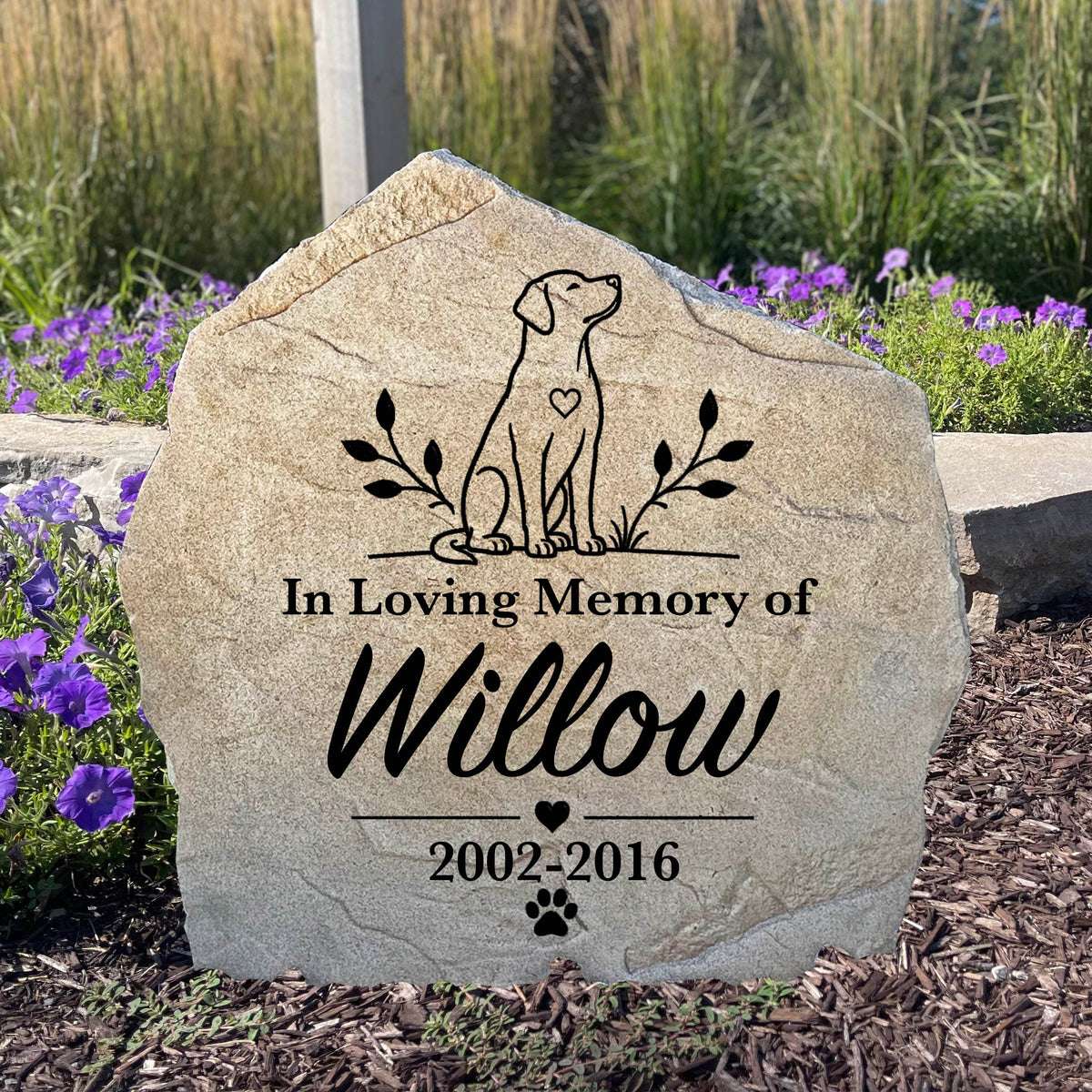 Personalized Faithful Companion Memorial Stone engraved with a beloved pet's name for a lasting garden tribute.