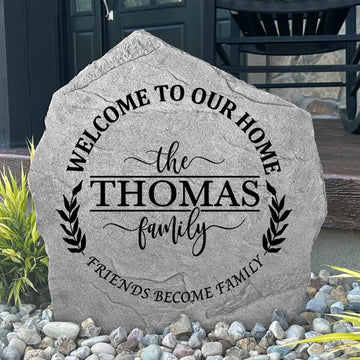 Custom golf-themed family name plaque crafted from durable concrete, blending elegant personalization with timeless outdoor style and craftsmanship.