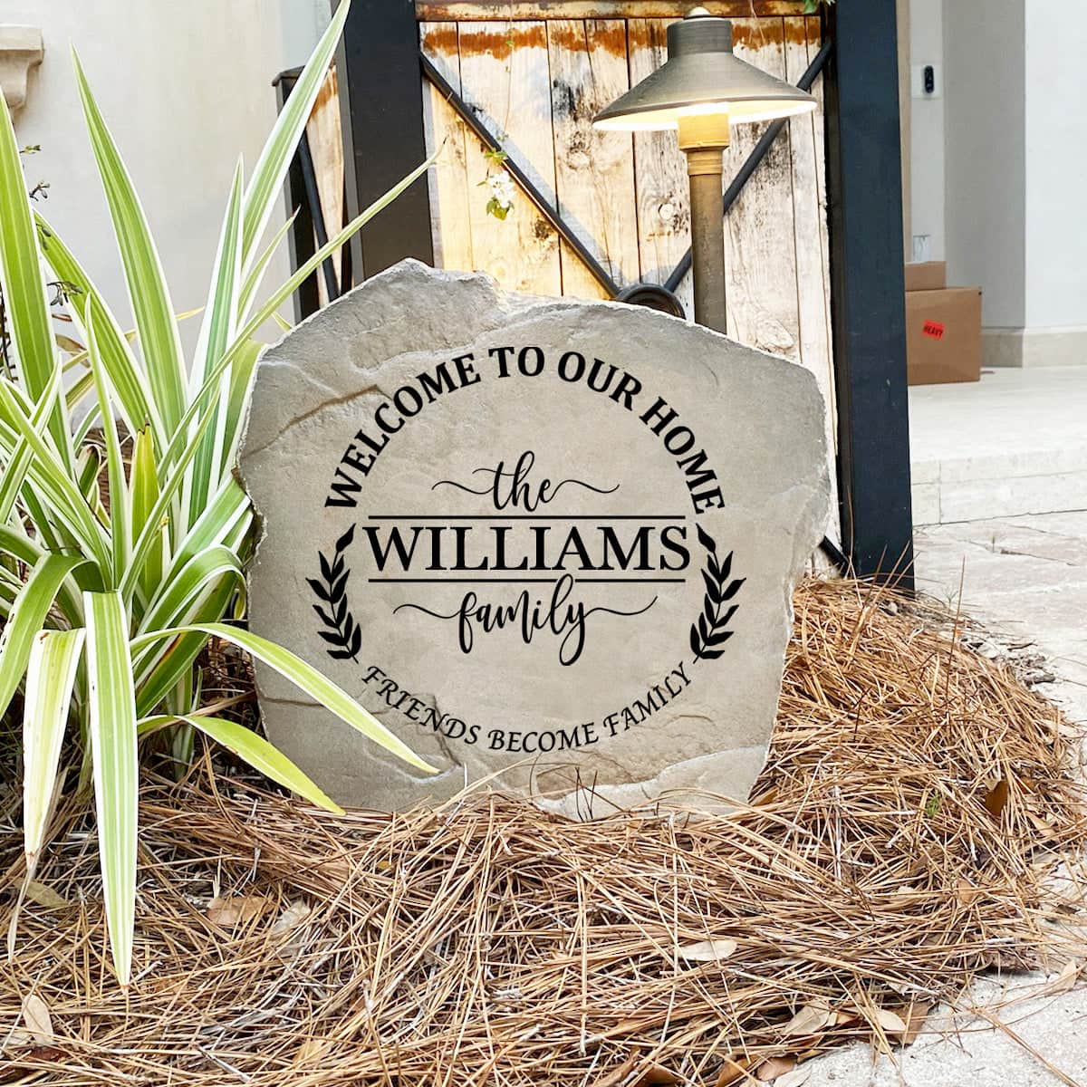 Decorative Golf Name landscape stone featuring your custom surname, perfect for front gardens, patios, walkways, country clubs, and golf course homes.