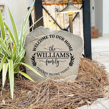 Decorative Golf Name landscape stone featuring your custom surname, perfect for front gardens, patios, walkways, country clubs, and golf course homes.