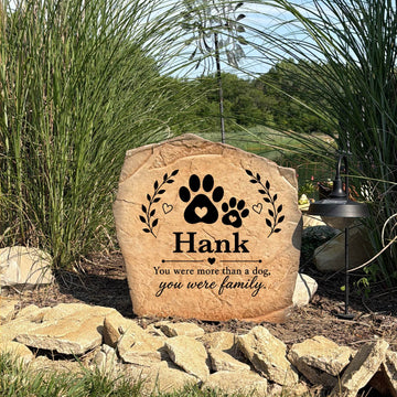Made in the USA Forever Loved Paw Print Memorial Stone customized to celebrate the unconditional love of a faithful companion.
