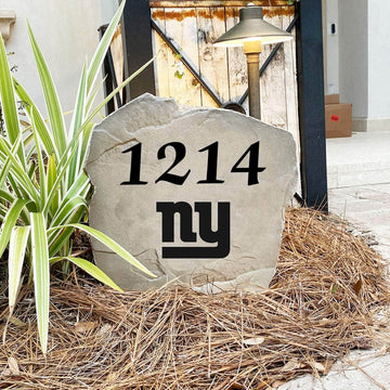 Engraved New York Giants Address Stone with custom house numbers and the official New York Giants logo, bringing football spirit and timeless style to front yard landscapes, walkways, and home entrances.