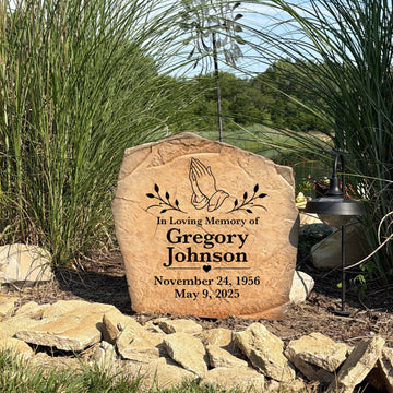 Made in the USA Hands Of Faith Memorial Stone customized to provide comfort, hope, and a timeless tribute.