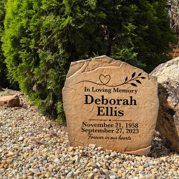 Engraved Heart Vine memorial garden stone honoring the memory of a loved one with personalized details