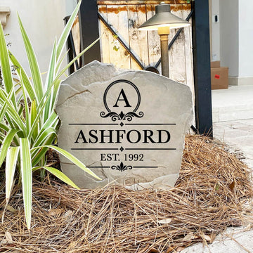 Made in the USA, the Heritage Name Stone is handcrafted with deep precision engraving and built for year-round outdoor durability. Available in Sandstone and Greystone finishes.
