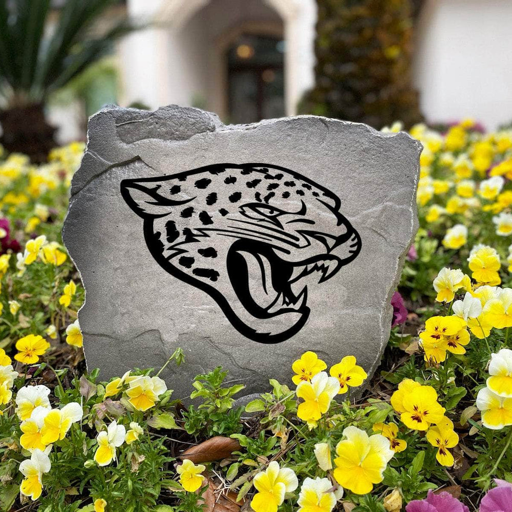 Officially licensed Jacksonville Jaguars Logo Stone handcrafted in the USA with detailed team engraving and weather-resistant durability. This decorative garden stone enhances outdoor spaces with lasting beauty and NFL team spirit.