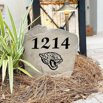 Engraved Jacksonville Jaguars Address Stone with custom house numbers and the official Jacksonville Jaguars logo, bringing football spirit and timeless style to front yard landscapes, walkways, and home entrances.