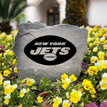 Officially licensed New York Jets Logo Stone handcrafted in the USA with detailed team engraving and weather-resistant durability. This decorative garden stone enhances outdoor spaces with lasting beauty and NFL team spirit.