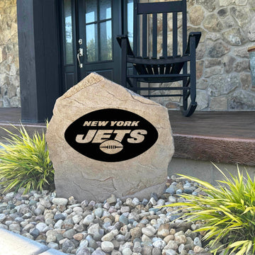 Decorative New York Jets Logo Stone with officially licensed team graphics carved directly into the stone surface. Perfect for gardens, patios, fan caves, and entryways, this outdoor décor celebrates New York Jets football tradition and team pride.