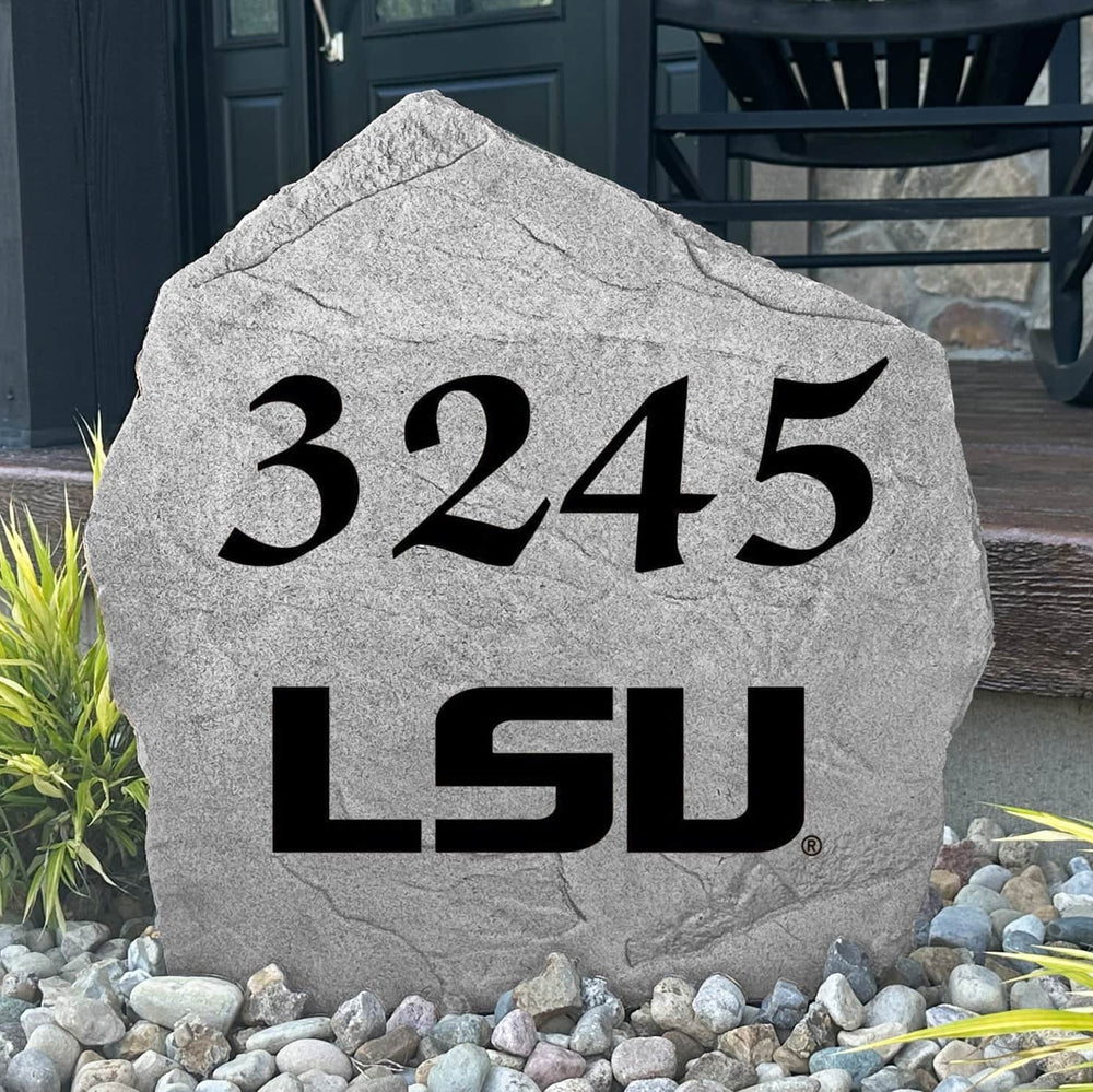 Officially licensed LSU Tigers address plaque crafted from durable concrete, combining elegant home identification with unmistakable school pride.
