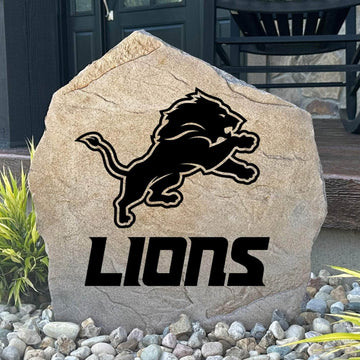 Officially licensed Detroit Lions Logo Stone featuring the iconic Detroit Lions logo engraved directly into the stone surface. This decorative garden stone adds NFL team spirit and curb appeal to front yards, patios, gardens, and entryways.