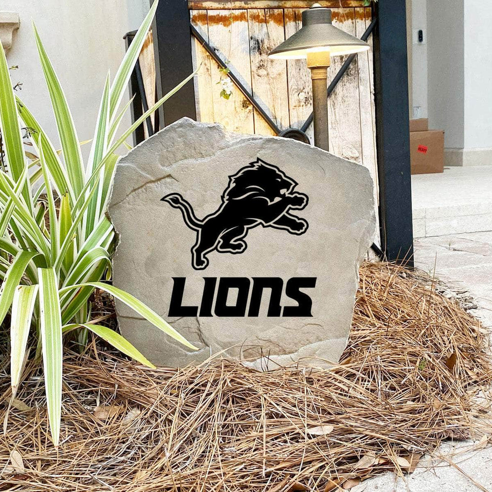 Engraved Detroit Lions Logo Stone featuring the official Lions emblem, bringing football pride and timeless style to walkways, landscape beds, patios, and outdoor gathering areas.