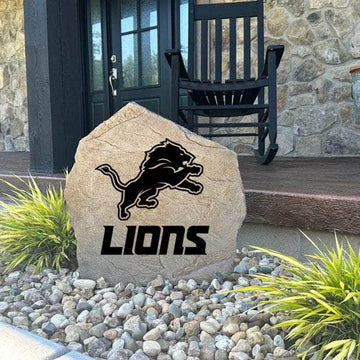 Decorative Detroit Lions Logo Stone with officially licensed team graphics carved directly into the stone surface. Perfect for gardens, patios, fan caves, tailgating displays, and entryways, this outdoor décor celebrates Detroit Lions football tradition and team pride.