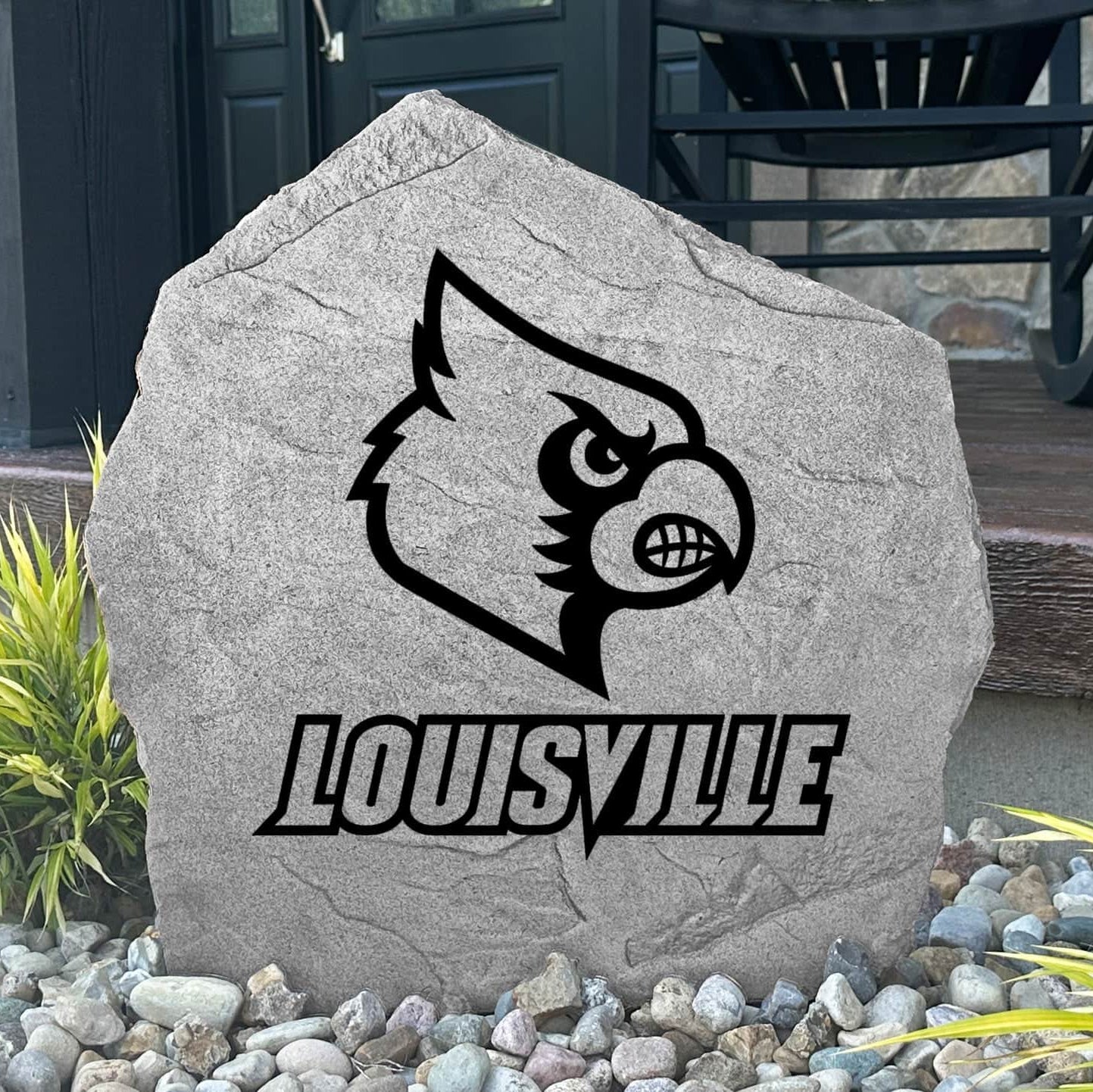 Celebrate your favorite college team with a University of Louisville Logo Stone showcasing officially licensed Cardinals artwork. Perfect for flower beds, outdoor living spaces, porches, and landscaped yards.