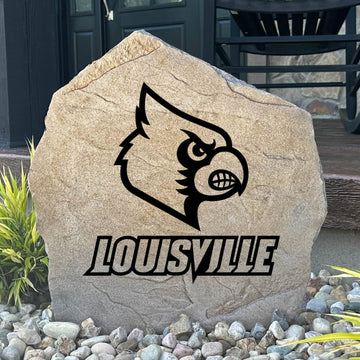 Officially licensed University of Louisville Logo Stone featuring the iconic Cardinals logo engraved into premium stone. This decorative landscape stone brings Louisville pride to gardens, patios, walkways, and front entrances.