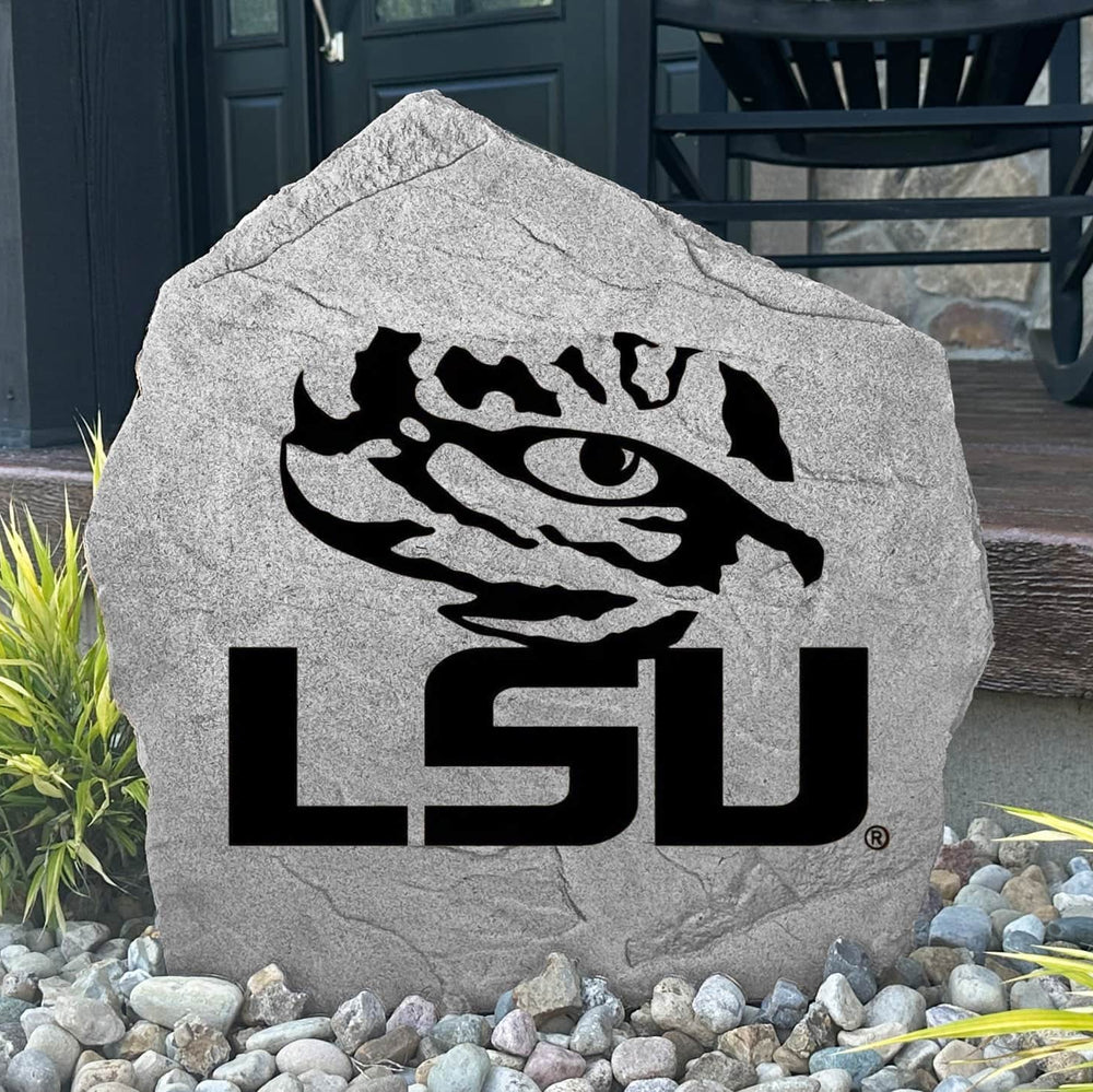 LSU Tigers concrete logo plaque crafted from durable concrete, showcasing legendary school pride with timeless outdoor style and premium craftsmanship.