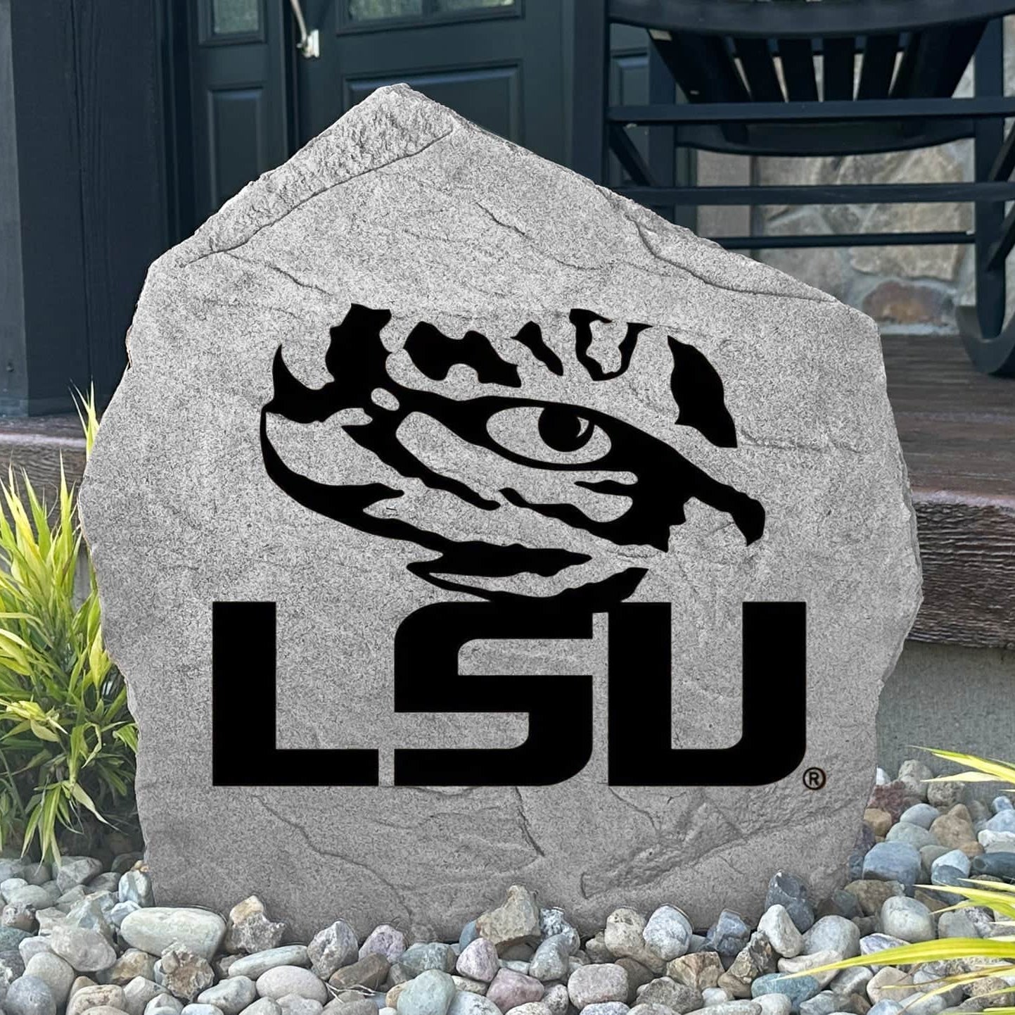 LSU Tigers concrete logo plaque crafted from durable concrete, showcasing legendary school pride with timeless outdoor style and premium craftsmanship.