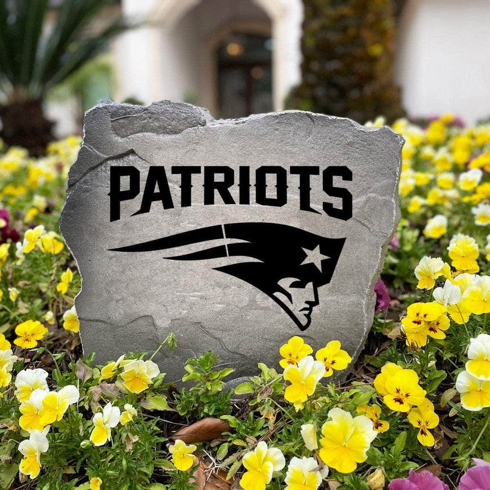 Officially licensed New England Patriots Logo Stone handcrafted in the USA with detailed team engraving and weather-resistant durability. This decorative garden stone enhances outdoor spaces with lasting beauty and NFL team spirit.