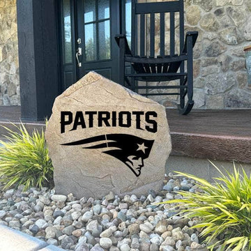 Decorative New England Patriots Logo Stone with officially licensed team graphics carved directly into the stone surface. Perfect for gardens, patios, fan caves, and entryways, this outdoor décor celebrates Patriots football tradition and team pride.