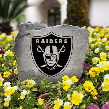 Officially licensed Las Vegas Raiders Logo Stone handcrafted in the USA with detailed team engraving and weather-resistant durability. This decorative garden stone enhances outdoor spaces with lasting beauty and NFL team spirit.
