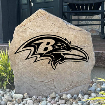 Officially licensed Baltimore Ravens Logo Stone featuring the iconic Ravens logo permanently engraved into premium stone. This decorative outdoor accent is perfect for gardens, patios, walkways, and front landscapes.