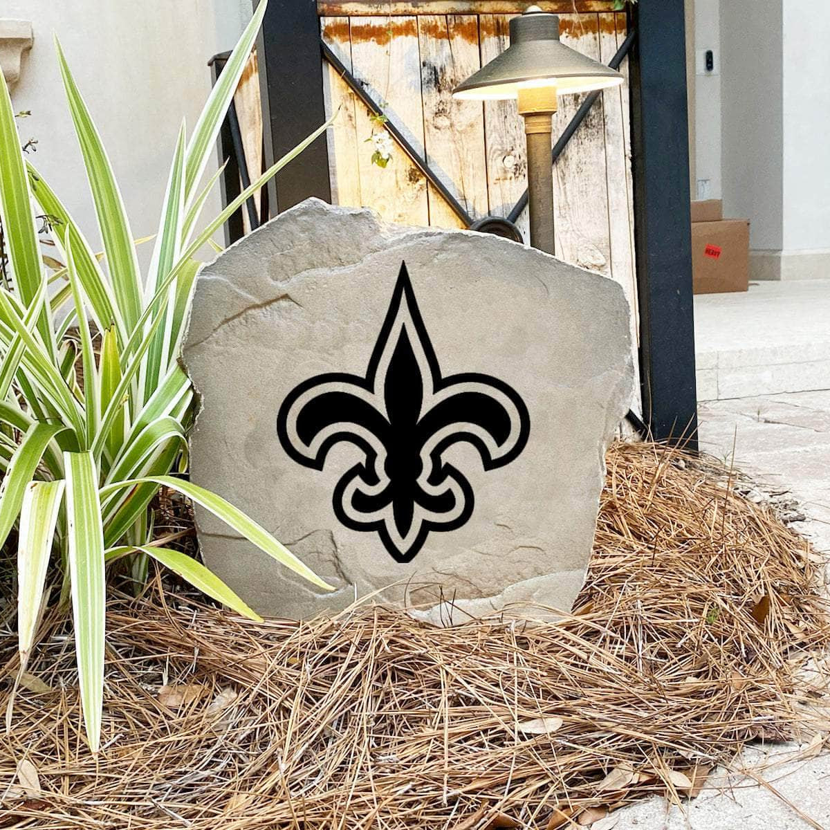 Engraved New Orleans Saints Logo Stone featuring the official Saints emblem, bringing football pride and timeless style to walkways, landscape beds, patios, and outdoor gathering areas.