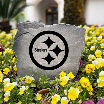 Officially licensed Pittsburgh Steelers Logo Stone handcrafted in the USA with detailed team engraving and weather-resistant durability. This decorative garden stone enhances outdoor spaces with lasting beauty and NFL team spirit.