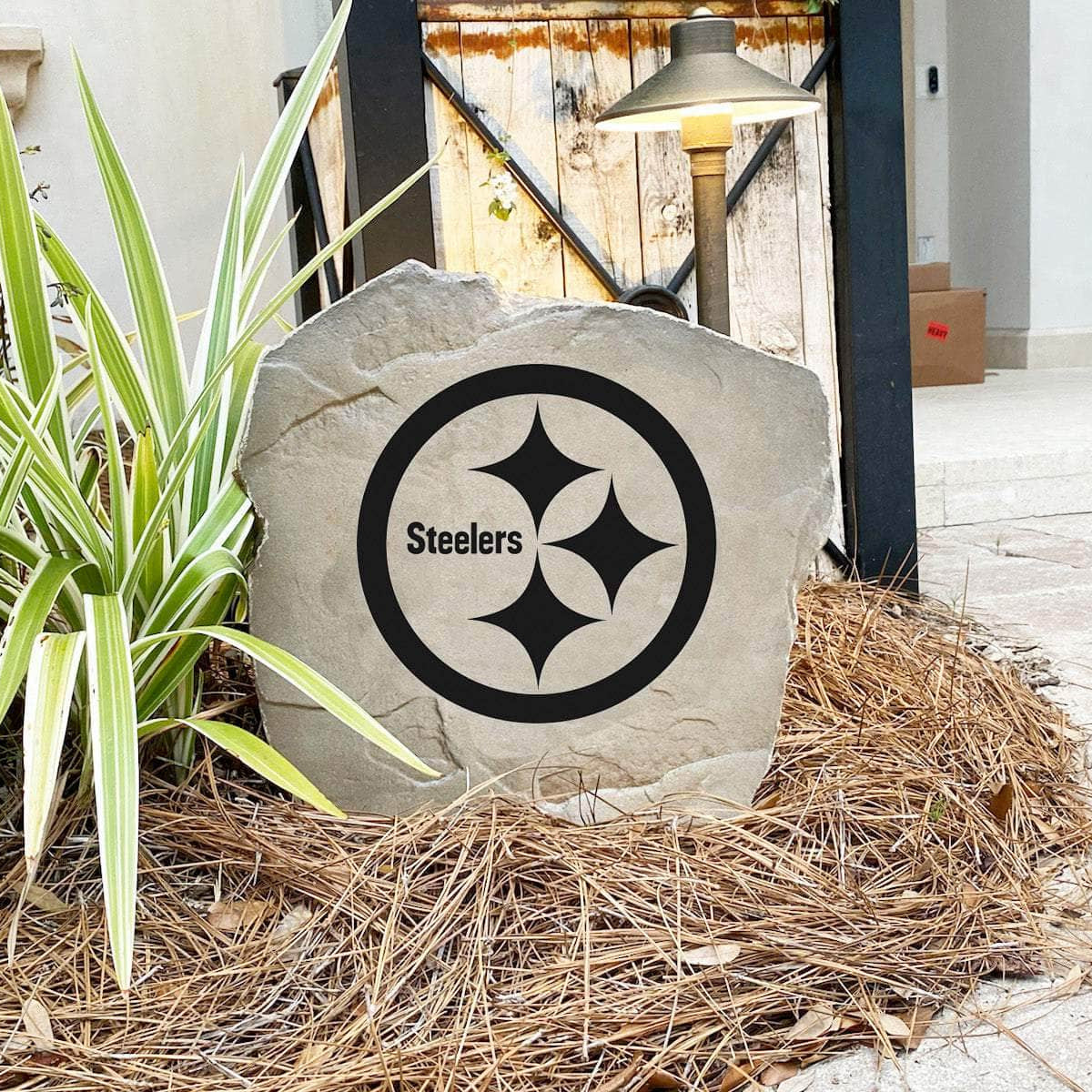 Engraved Pittsburgh Steelers Logo Stone featuring the official Steelers emblem, bringing football pride and timeless style to walkways, landscape beds, patios, and outdoor gathering areas.