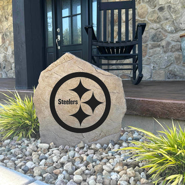 Decorative Pittsburgh Steelers Logo Stone with officially licensed team graphics carved directly into the stone surface. Perfect for gardens, patios, fan caves, and entryways, this outdoor décor celebrates Steelers football tradition and team pride.