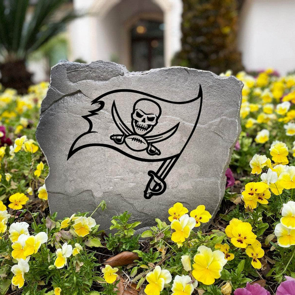 Officially licensed Tampa Bay Buccaneers Logo Stone handcrafted in the USA with detailed team engraving and weather-resistant durability. This decorative garden stone enhances outdoor spaces with lasting beauty and NFL team pride.
