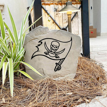 Engraved Tampa Bay Buccaneers Logo Stone featuring the official Buccaneers emblem, bringing football pride and timeless style to walkways, landscape beds, patios, and outdoor gathering areas.